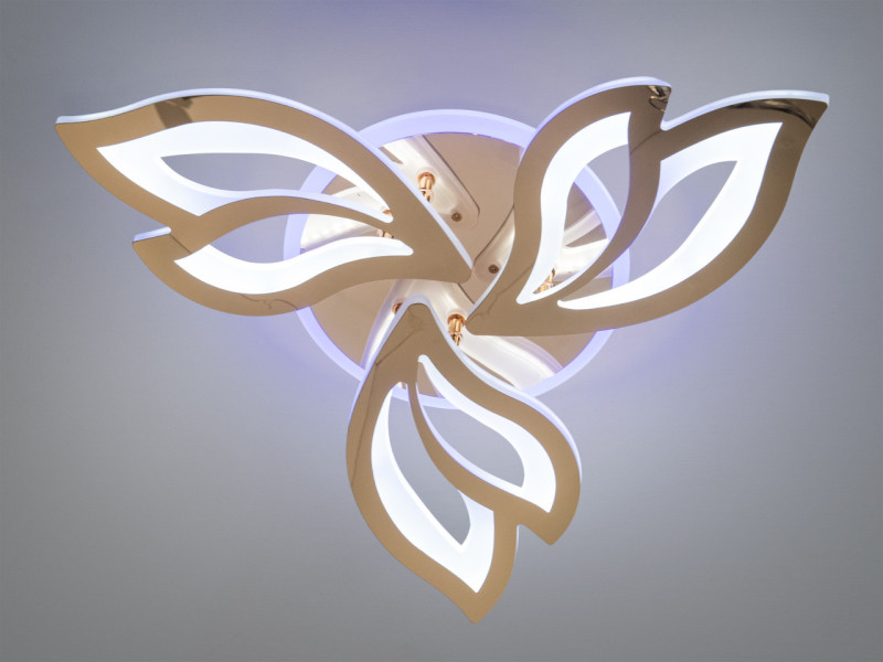 LED люстра з пультом, дімером і підсвічуванням, 55W, золотиста