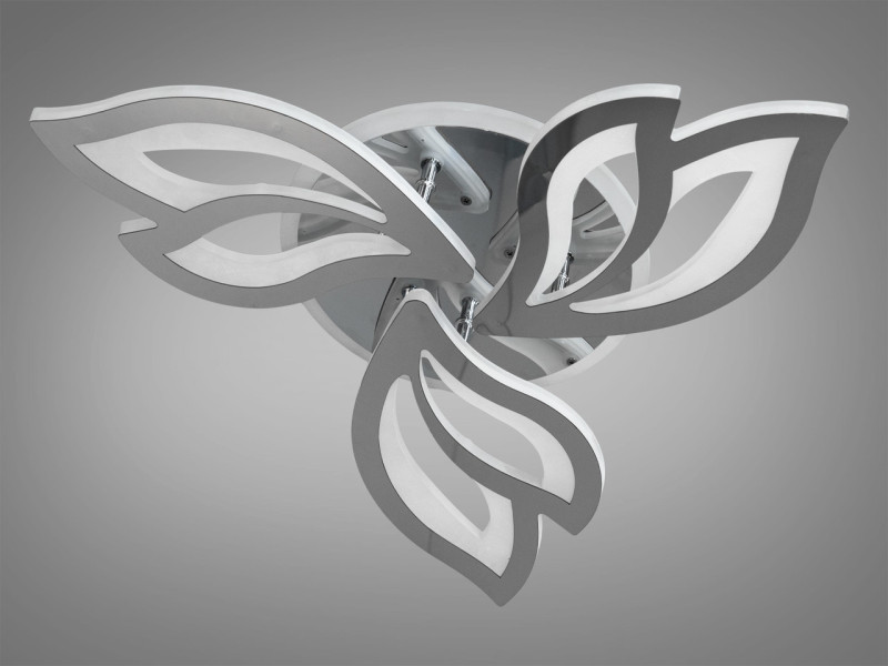 LED люстра з пультом, дімером і підсвічуванням, 55W, хром