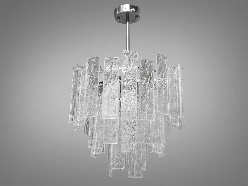 Люстра підвіс з скляними елементами на 4 лампи, колір хром
