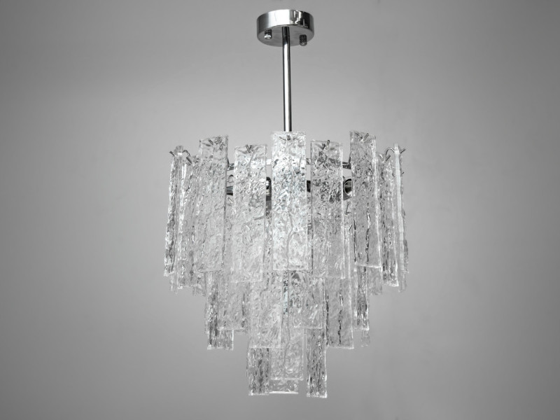 Люстра підвіс з скляними елементами на 4 лампи, колір хром