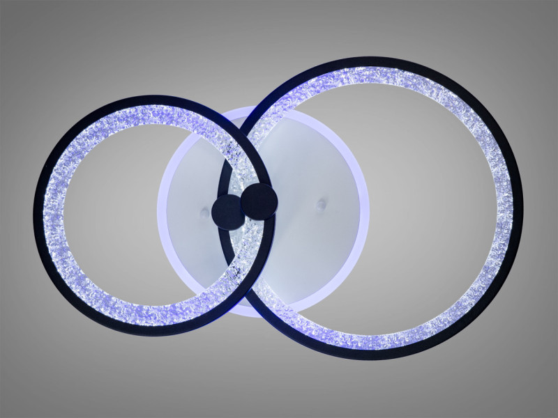 LED люстра з пультом, диммером і кольоровою підсвіткою, 55W, чорна