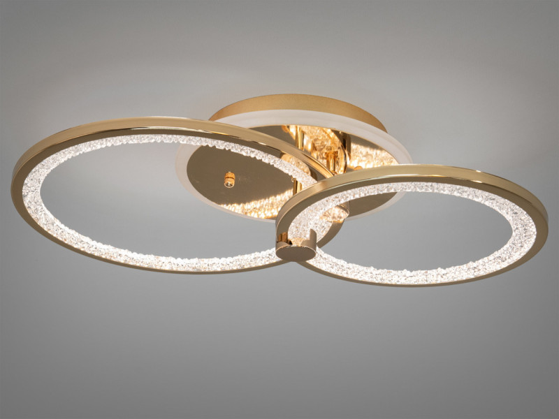 LED люстра з пультом, диммером і кольоровою підсвіткою, 55W, золотистого кольору