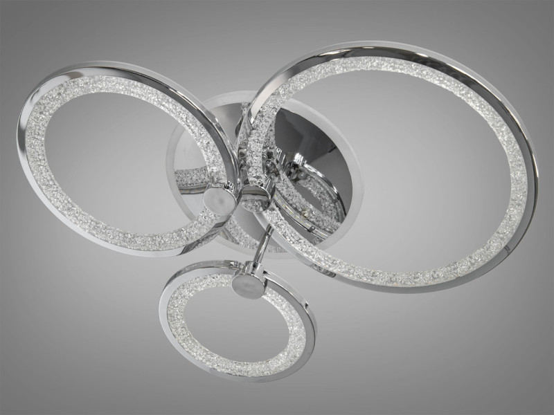 LED люстра з пультом, диммером і кольоровою підсвіткою, 70W, хром