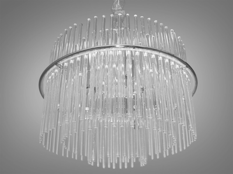 Люстра підвіс зі скляними елементами на 6 ламп, колір-хром