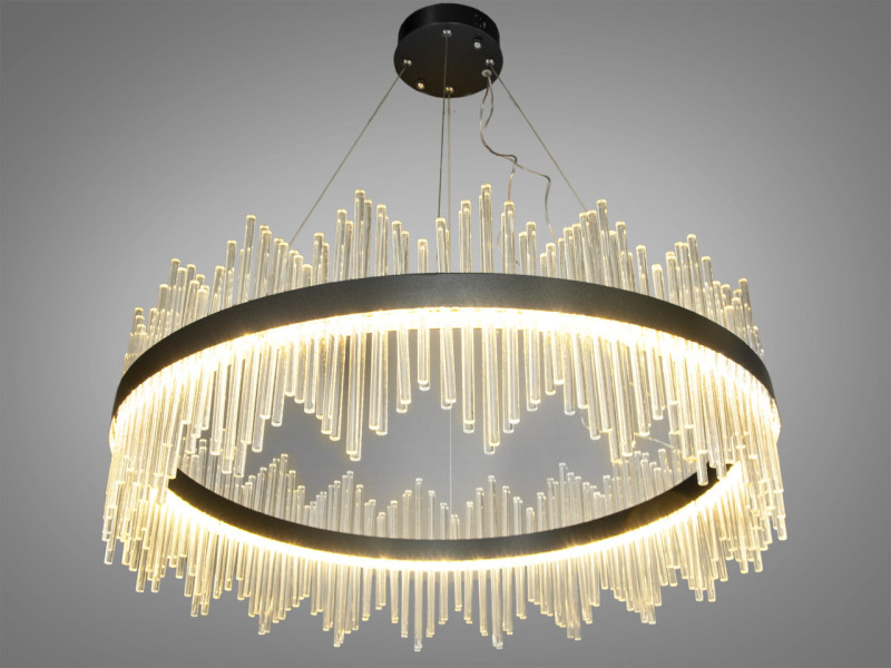 Підвісна кришталева LED люстра, 200 Вт, чорна