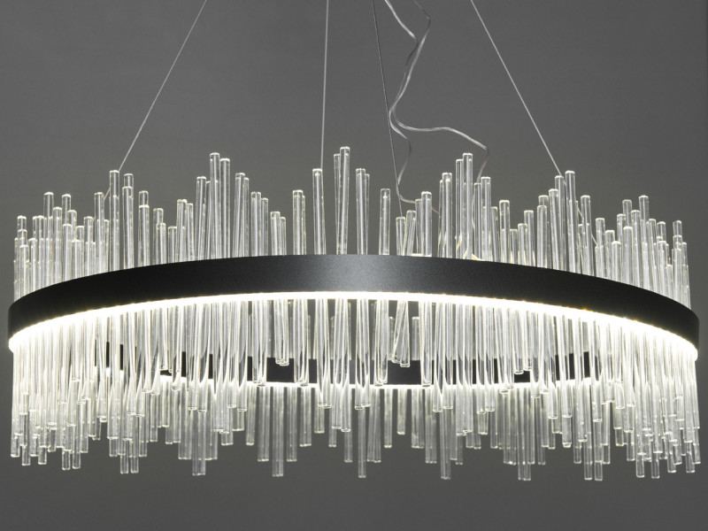 Підвісна кришталева LED люстра, 200 Вт, чорна