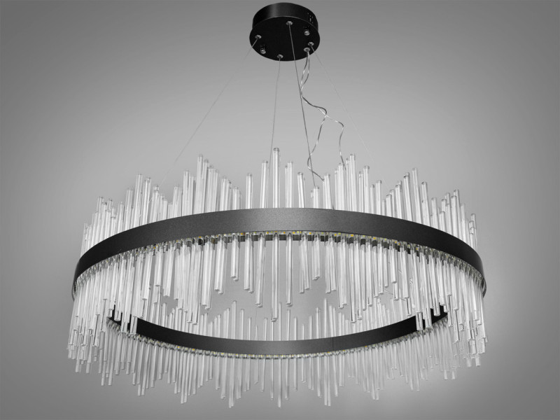 Підвісна кришталева LED люстра, 200 Вт, чорна