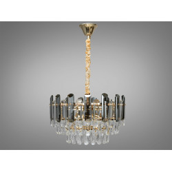 Люстра підвісна кришталева в кухню, 6 ламп, золотиста