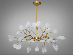 Люстра в вітальню "Світлячок", золотиста люстра, 45ламп