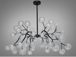 Люстра в зал "Світлячок", люстра чорного кольору на 54 лампи