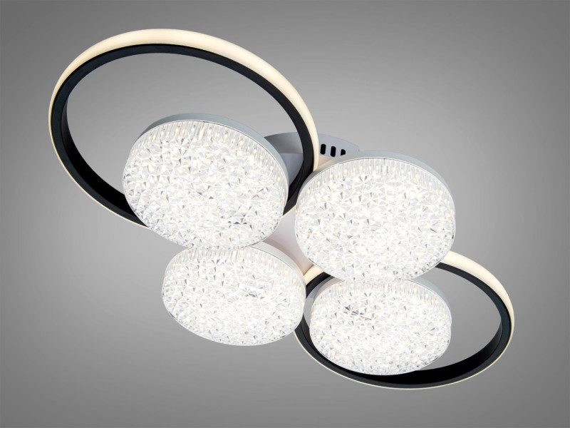 Стельова LED люстра чорна 4+2 з пультом 81 Вт CCT