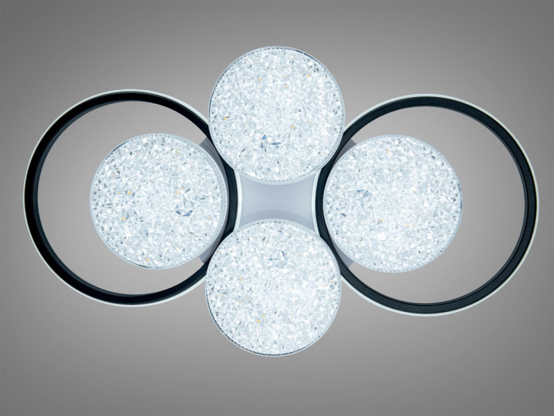 Стельова LED люстра чорна 4+2 з пультом 81 Вт CCT