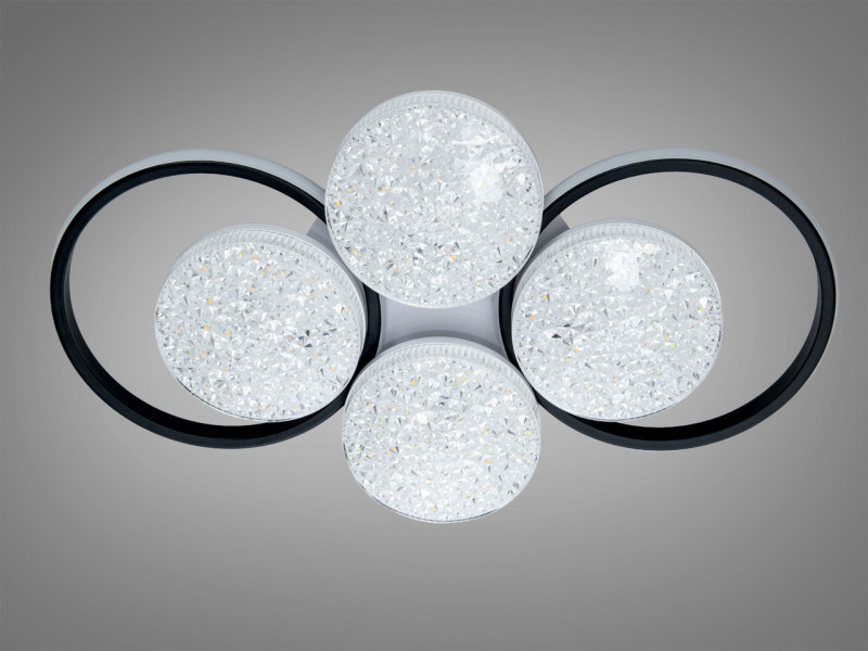 Стельова LED люстра чорна 4+2 з пультом 81 Вт CCT