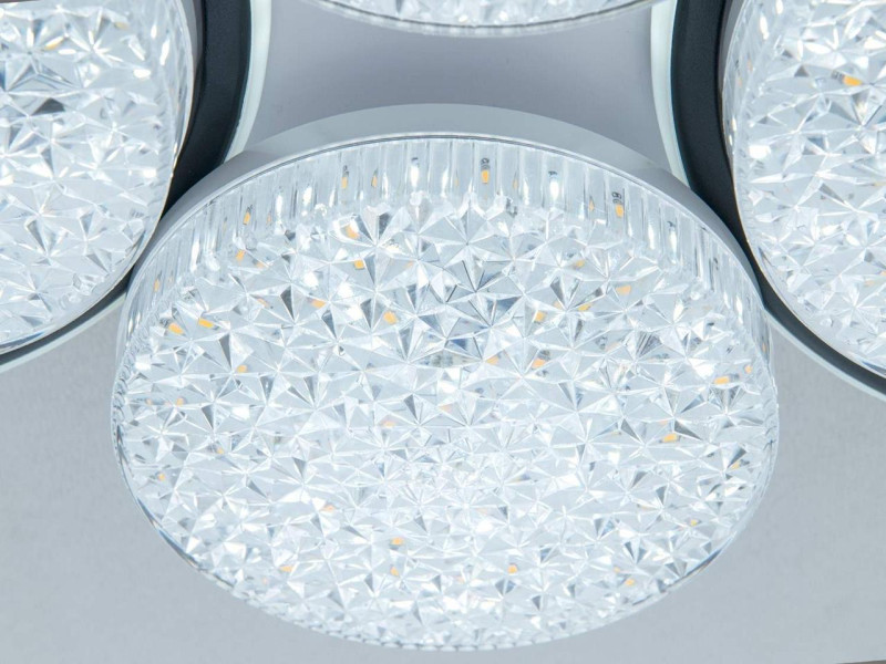 Стельова LED люстра чорна 4+2 з пультом 81 Вт CCT