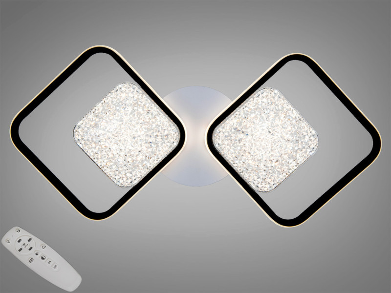 Стельова LED люстра чорна 70Вт 2x2 з пультом