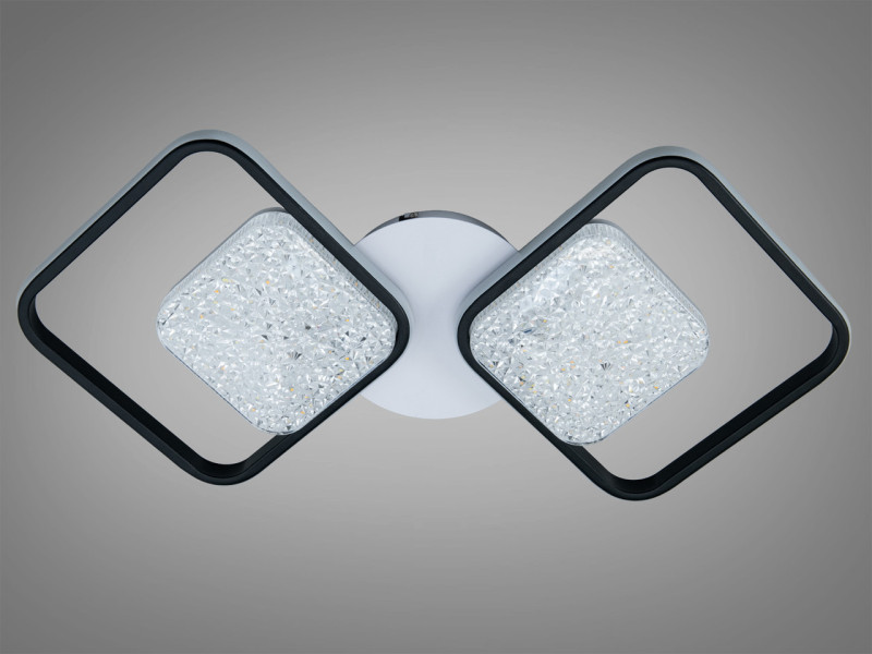 Стельова LED люстра чорна 70Вт 2x2 з пультом