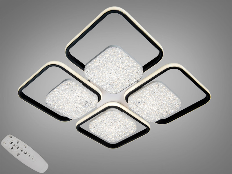 Стельова LED люстра чорна 4+4 модулі 140 Вт ПДУ