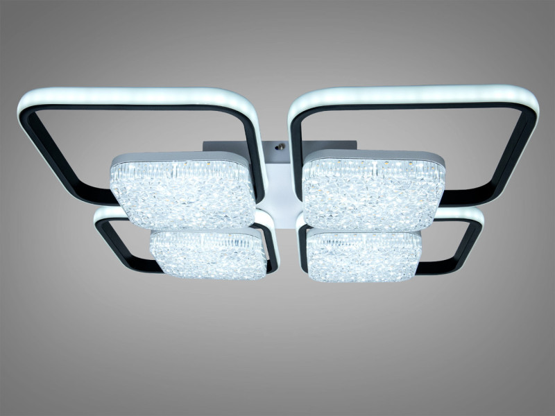 Стельова LED люстра чорна 4+4 модулі 140 Вт ПДУ