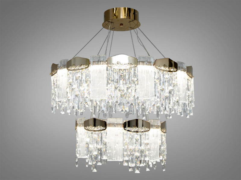 Кришталева світлодіодна люстра,11 Вт, золотого кольору