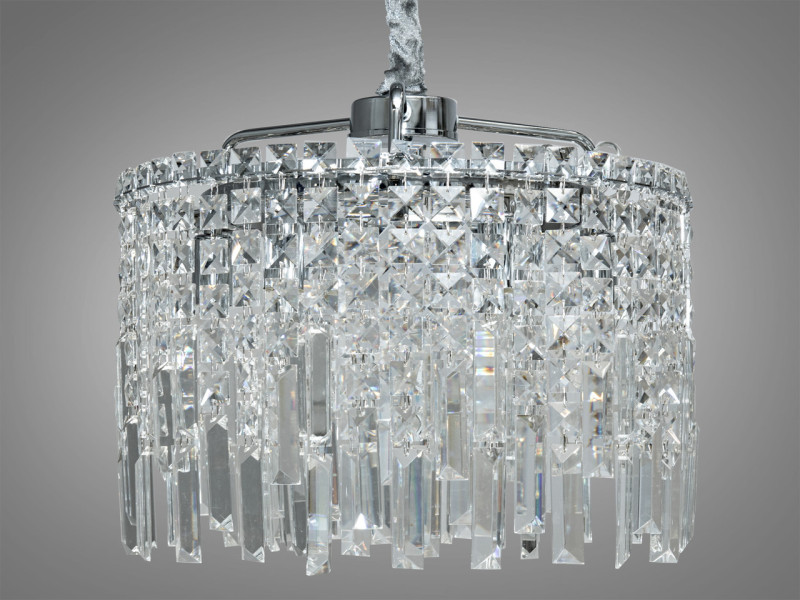 Кришталева підвісна люстра, 6 ламп хром
