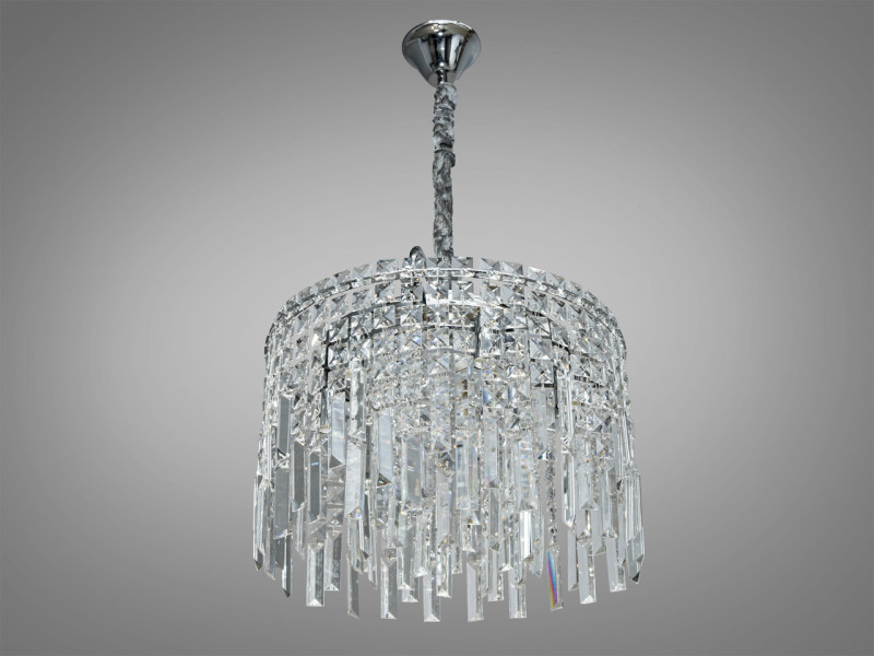 Кришталева підвісна люстра, 6 ламп хром