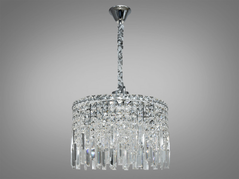 Кришталева підвісна люстра, 6 ламп хром