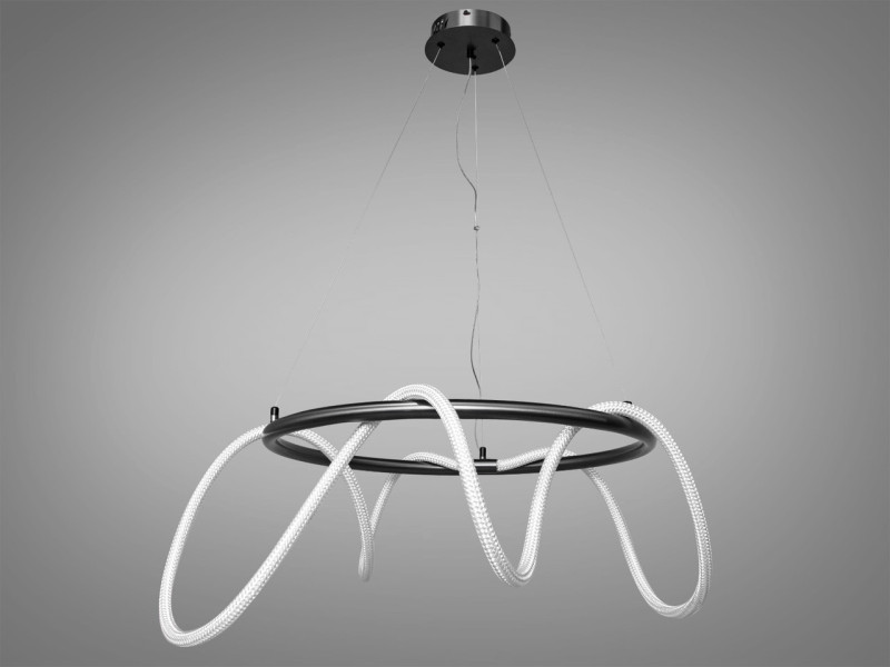 Світлодіодна підвісна люстра "Мотузка", 32Вт чорний хром