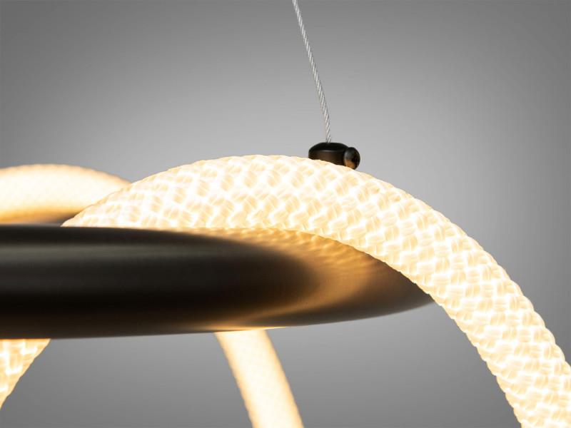 Світлодіодна підвісна люстра "Мотузка", 32Вт чорний хром