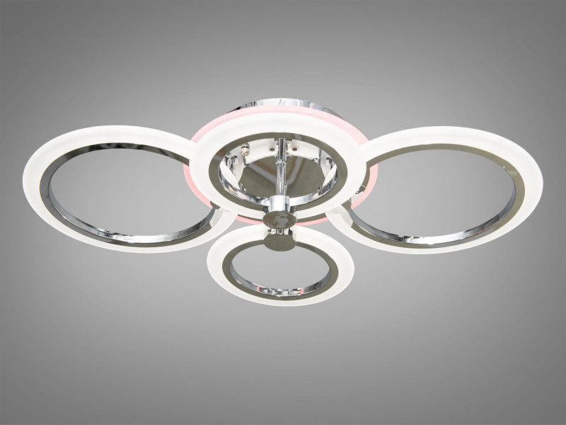 LED-люстра з диммером і кольоровою підсвіткою, колір хром, 80W