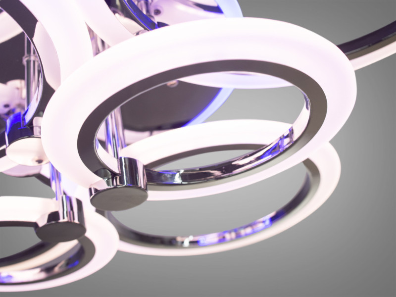 LED-люстра з диммером і кольоровою підсвіткою, колір хром, 105W