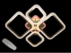 Лед люстра з пультом, дімером і підсвічуванням, золотиста, 80W