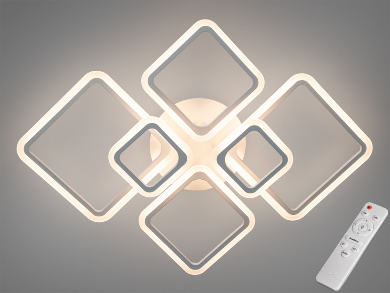 LED-люстра з димером 6 квадратів, 105W біла