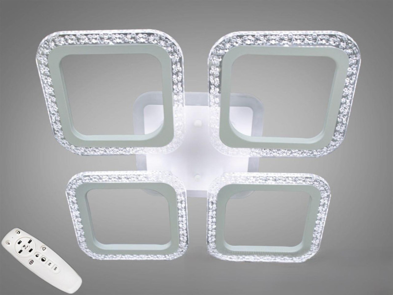 Стельова LED люстра біла 4 квадрати 67W пульт димер до 14 м²