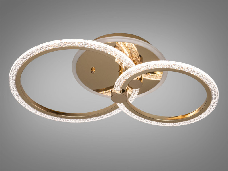 LED люстра з пультом, диммером і кольоровою підсвіткою, 55W, колір - золотистий