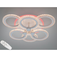 Люстра стельова LED біла 6 кілець 74W димер