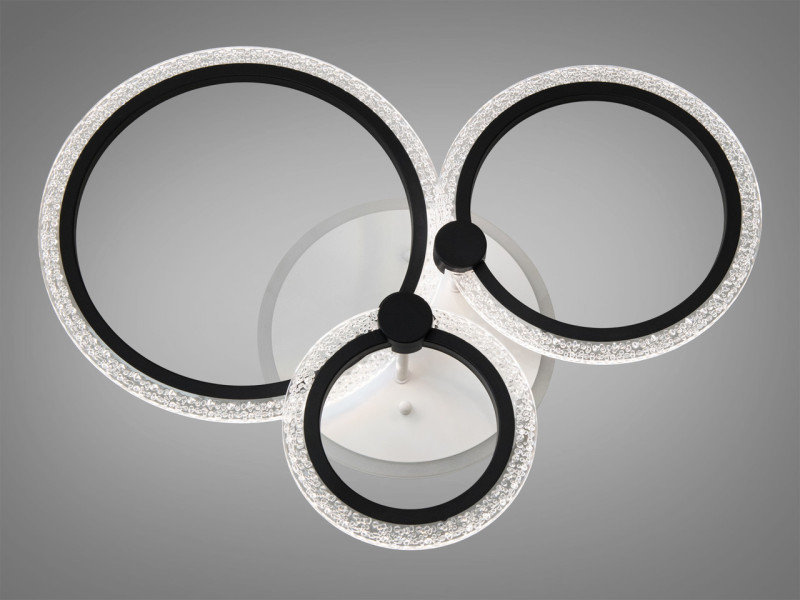 LED люстра з пультом, диммером і кольоровою підсвіткою, 55W, чорна