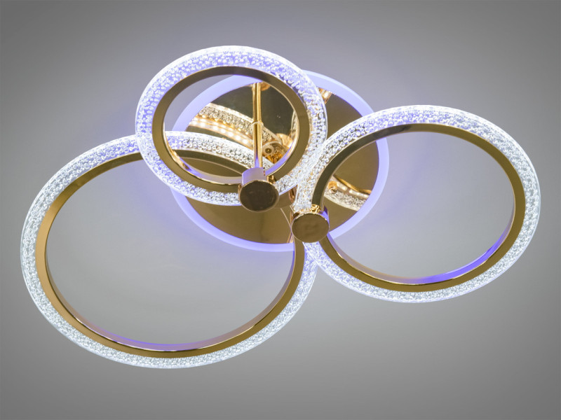 LED люстра з пультом і кольоровою підсвіткою, 55W, золотистого кольору