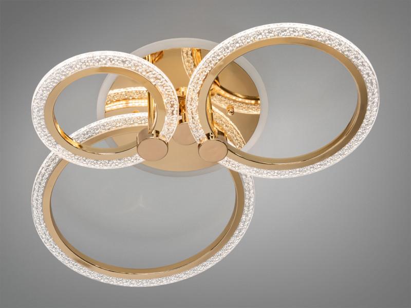 LED люстра з пультом і кольоровою підсвіткою, 55W, золотистого кольору