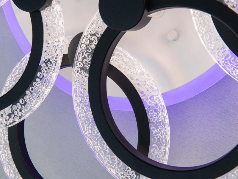 Стельова люстра 8 кілець чорна LED 92W