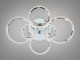 Низькопрофільна стельова люстра на 6 кілець висота 16 см колір хром із диммером