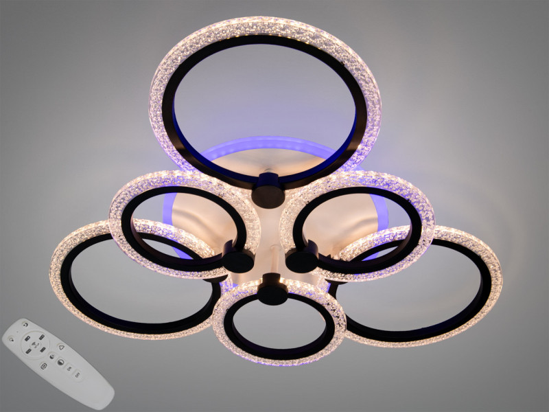 Люстра стельова LED біла 6 кілець 90W димер