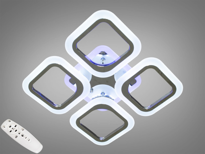 LED-люстра з димером і кольоровою підсвіткою, колір хром, 50W