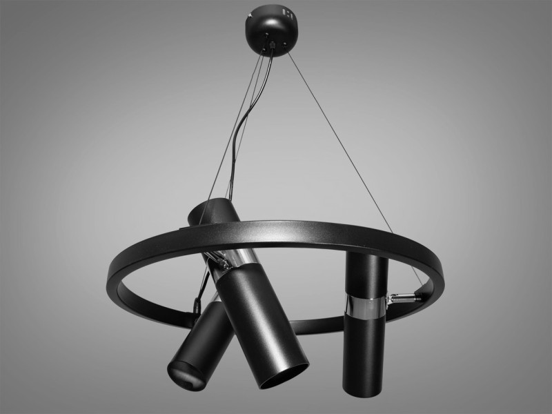 Люстра підвісна в стилі Loft на 6 ламп, чорний +хром