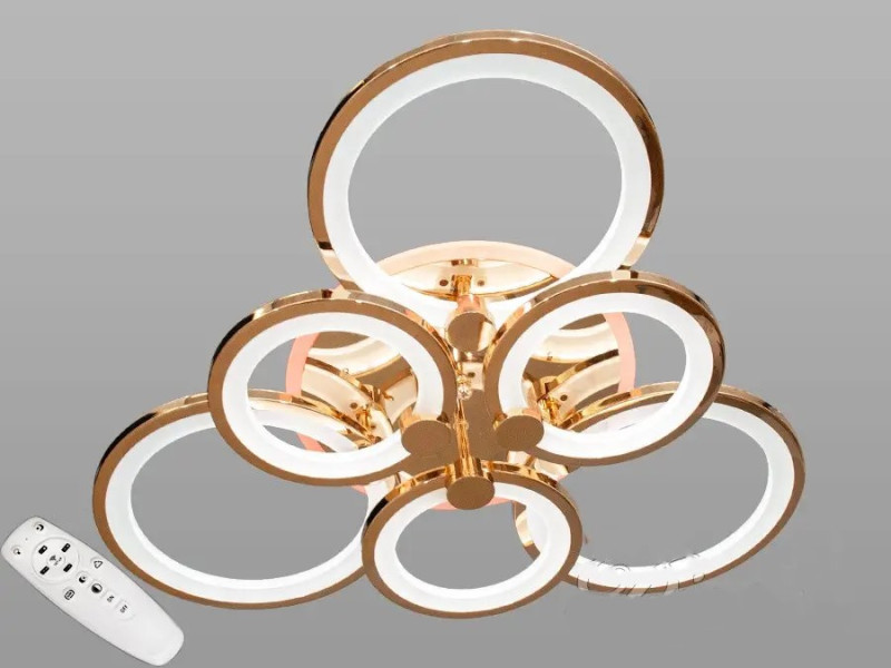 Лед люстра з пультом і LED підсвічуванням, 110W, золотистого кольору