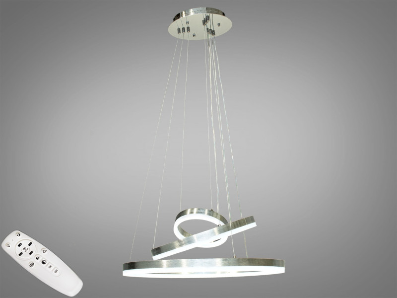Підвісна світлодіодна люстра з пультом, диммером, 90 Вт, хром