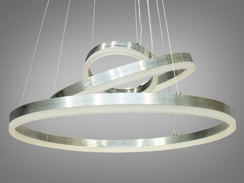 Підвісна світлодіодна люстра з пультом, диммером, 90 Вт, хром