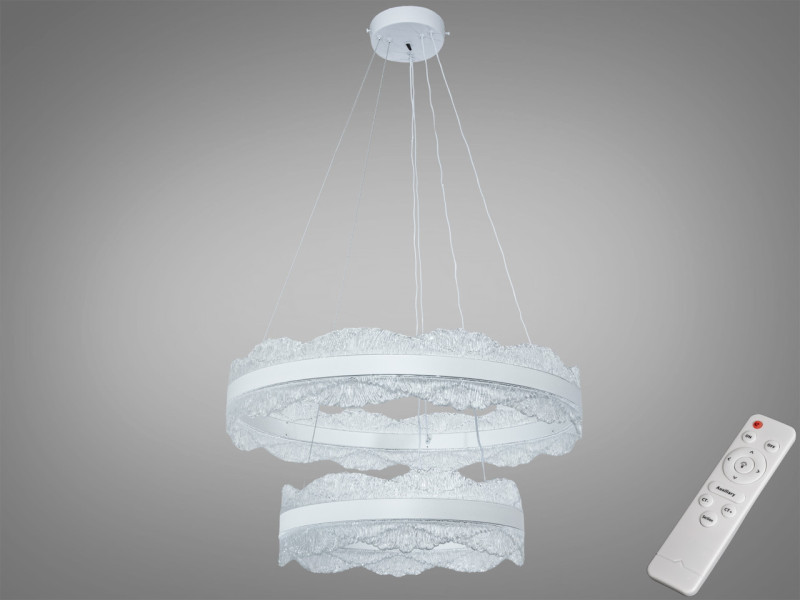 Люстра LED підвісна чорна 140Вт 2 кільця пульт