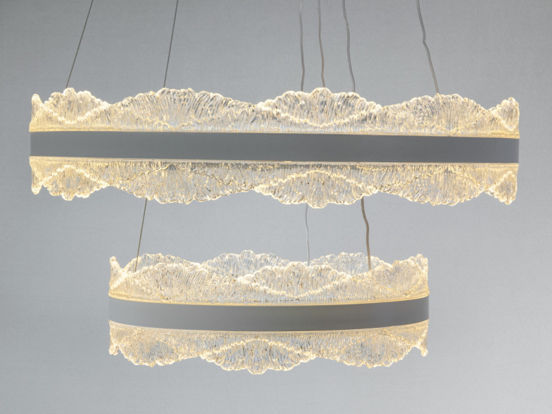 Люстра LED підвісна чорна 140Вт 2 кільця пульт