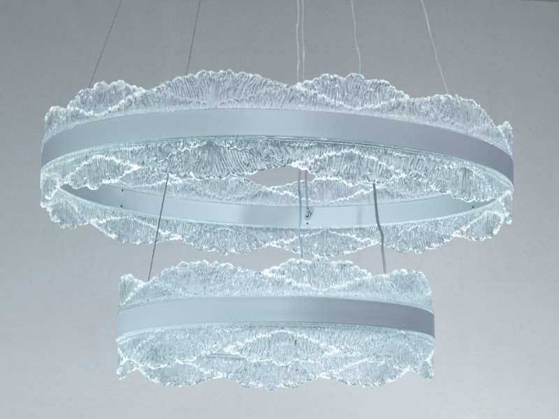 Люстра LED підвісна чорна 140Вт 2 кільця пульт