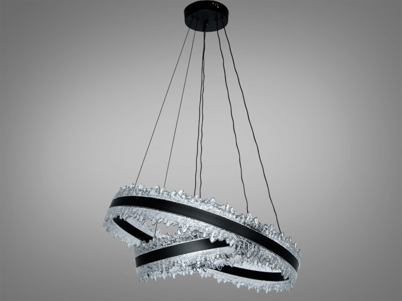 Люстра LED підвісна 2 кільця біла 140Вт